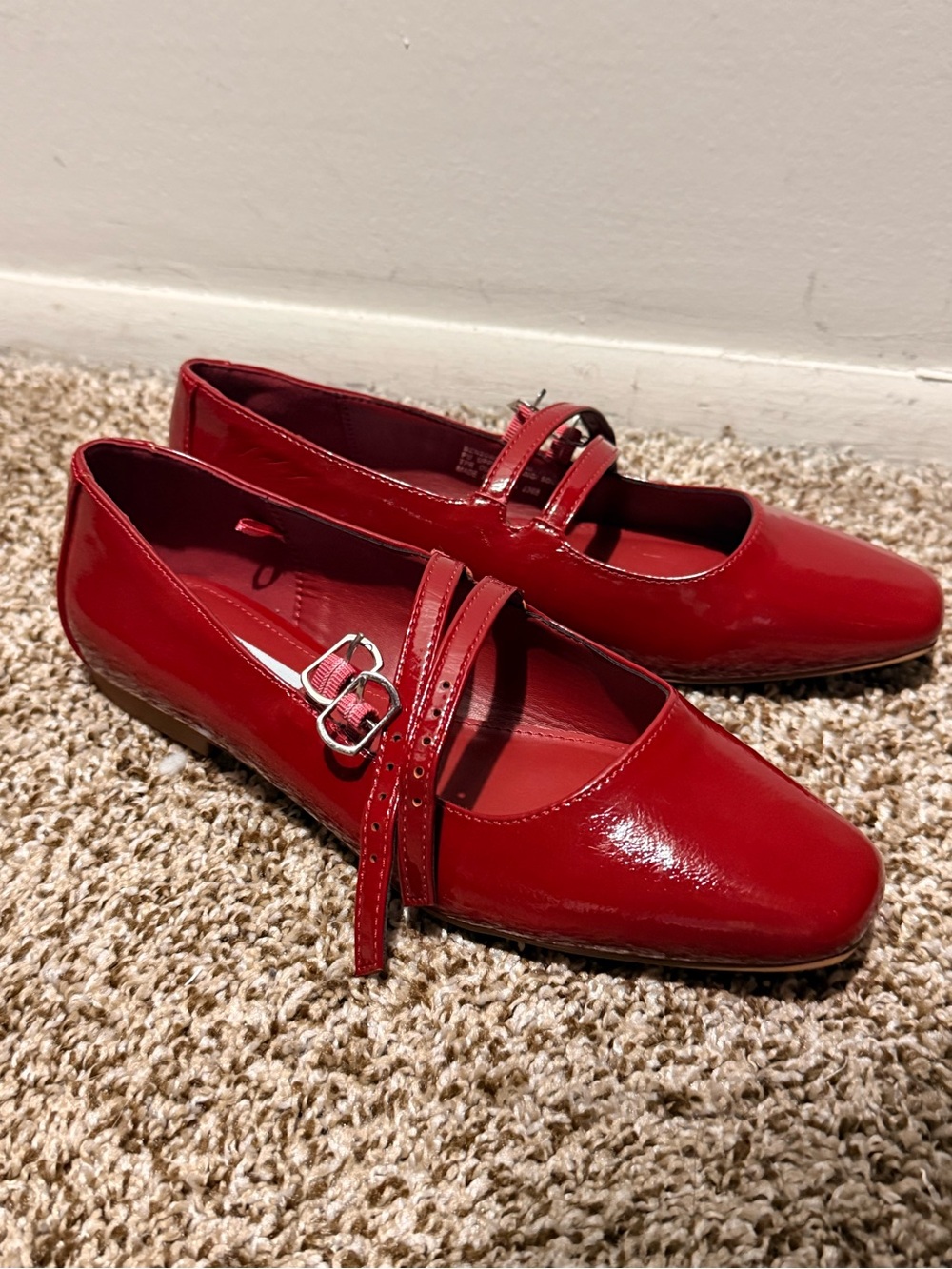 Red Patent Mary Jane Flats